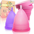 Talisi Menstrual Cups Set of 2 (Small & Large) Super Soft Reusable Period Kit with Collapsible Silicone Sterilizer Case, Storage Bag Menstruation Feminine Copa for Teens, Beginners, Heavy Flow