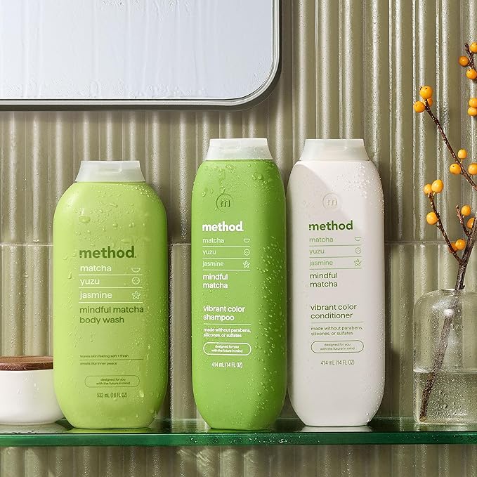 method Body Wash, Mindful Matcha - Leaves Skin Feeling Soft & Moisturized, Made Without Parabens, Notes of Matcha, Yuzu & Jasmine, 18 fl oz