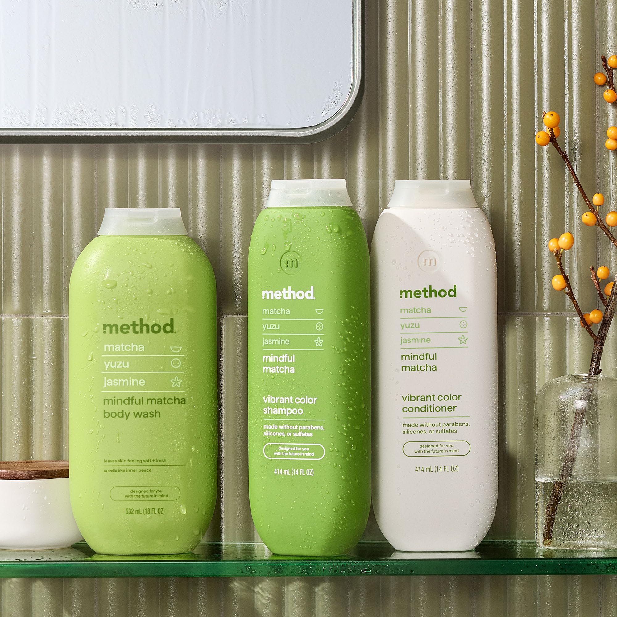 method Body Wash, Mindful Matcha - Leaves Skin Feeling Soft & Moisturized, Made Without Parabens, Notes of Matcha, Yuzu & Jasmine, 18 fl oz