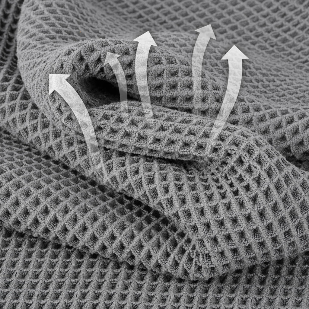 Microfiber Waffle Face Towels, 4 Pieces, Soft, Absorbent, Fast Drying, Lint Free 430 GSM (Gray)