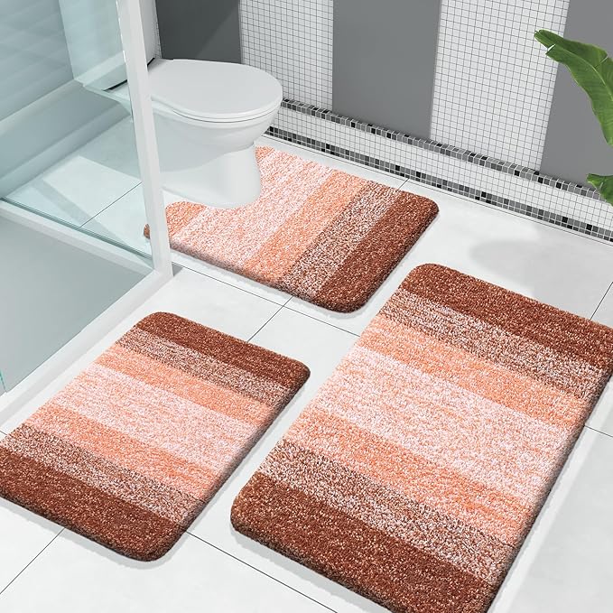 OLANLY Microfiber Bathroom Rugs Sets 3 Piece, 30"x20"+24"x16"+24"x20"