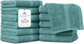 100% Cotton Wash Cloth for face & Body Set of 12, (12 x 12 inches) Sustainable, Soft, Highly Absorbent, Combed Cotton Wash Cloths Pack of 12 for Hotels, Spa, Bathroom, Dorm, Teal