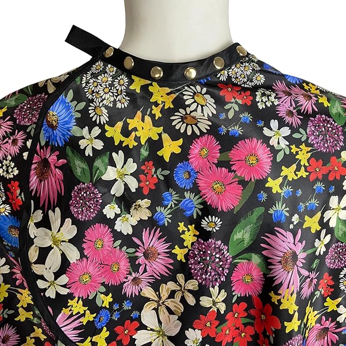 Pelocapa,Salon Cape for Women,Hair Cutting Cape with Snaps,Professional Large Barber Stylist Hairdresser Cape,Waterproof & Light Weight & Machine Washable- 63”× 56”(Flowers)