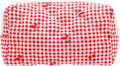 PAZIMIIK Small Quilted Makeup Bag,Zipper Cosmetic Pouch,Gingham Red Cherry