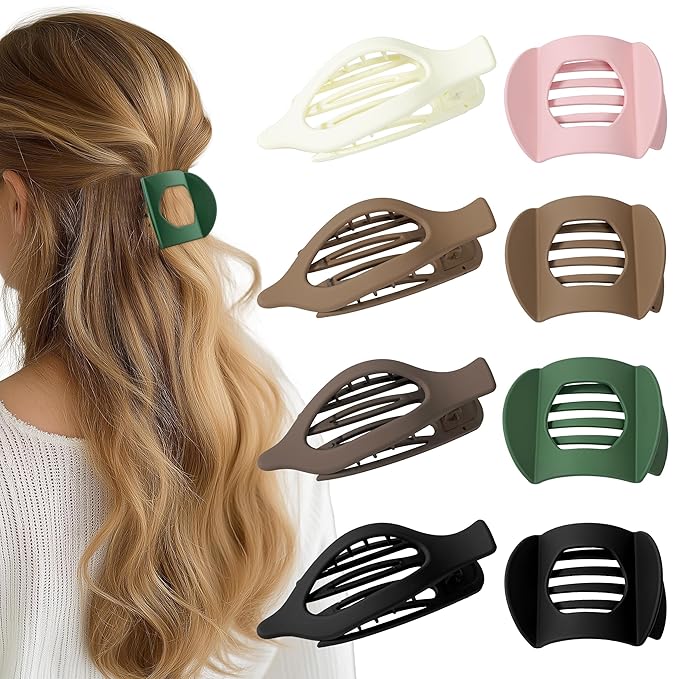 8 Pack Flat Hair Clips for Women, Valentine's Day Gifts, Matte Flat Claw Clips for Thick & Thin Hair No-Slip Strong Hold Hair Barrettes, French Duckbill Styling Accessories for Women