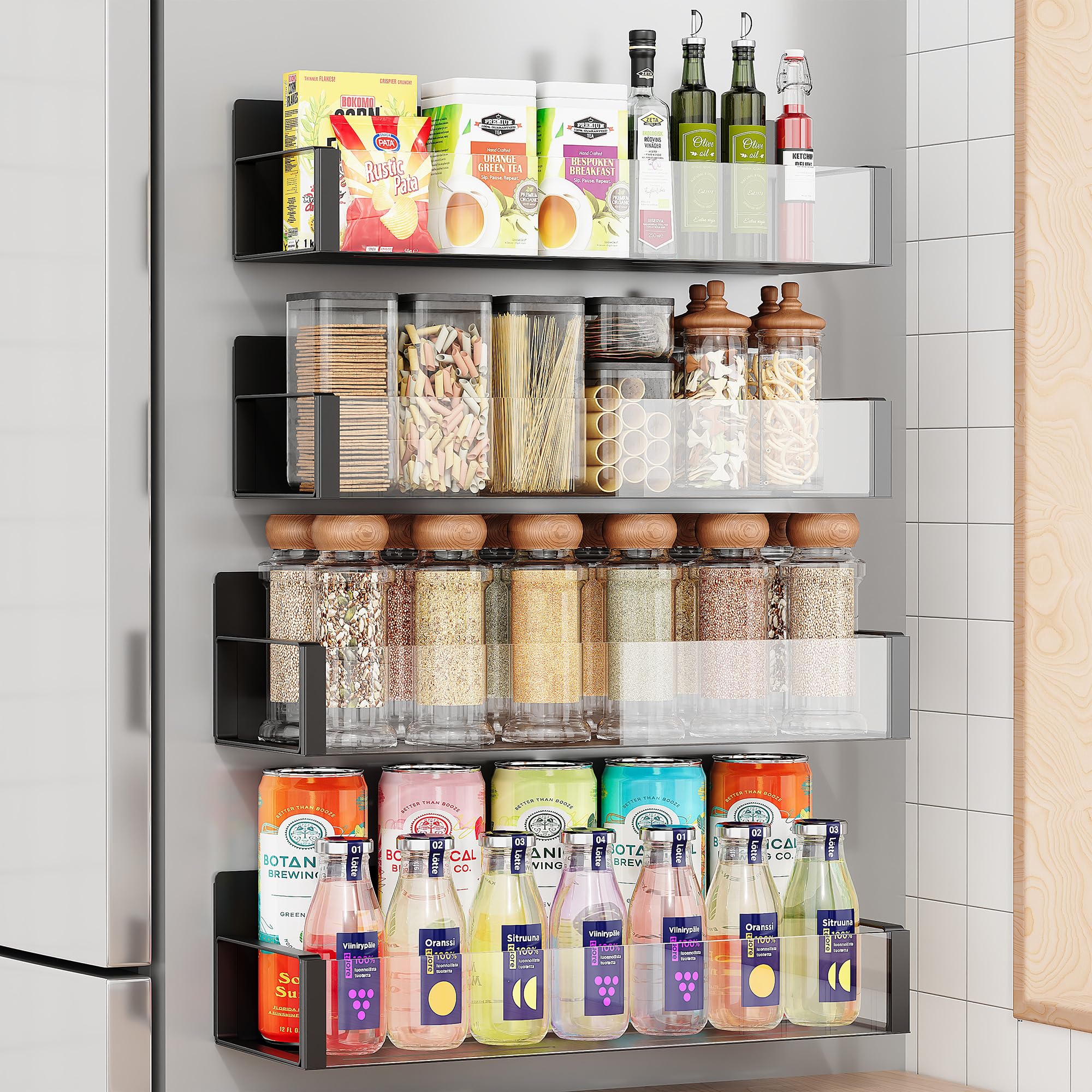 Vetacsion 4 Pack Moveable Fridge Magnetic Spice Racks,Metal (Clear)