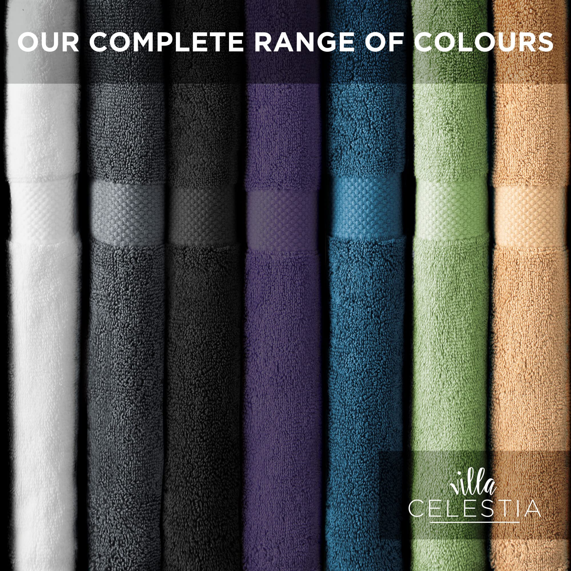 Villa Celestia Cotton Hand Towels Set of 4, 16 x 28, Oeko-TEX Certified, Quick Dry, Grey
