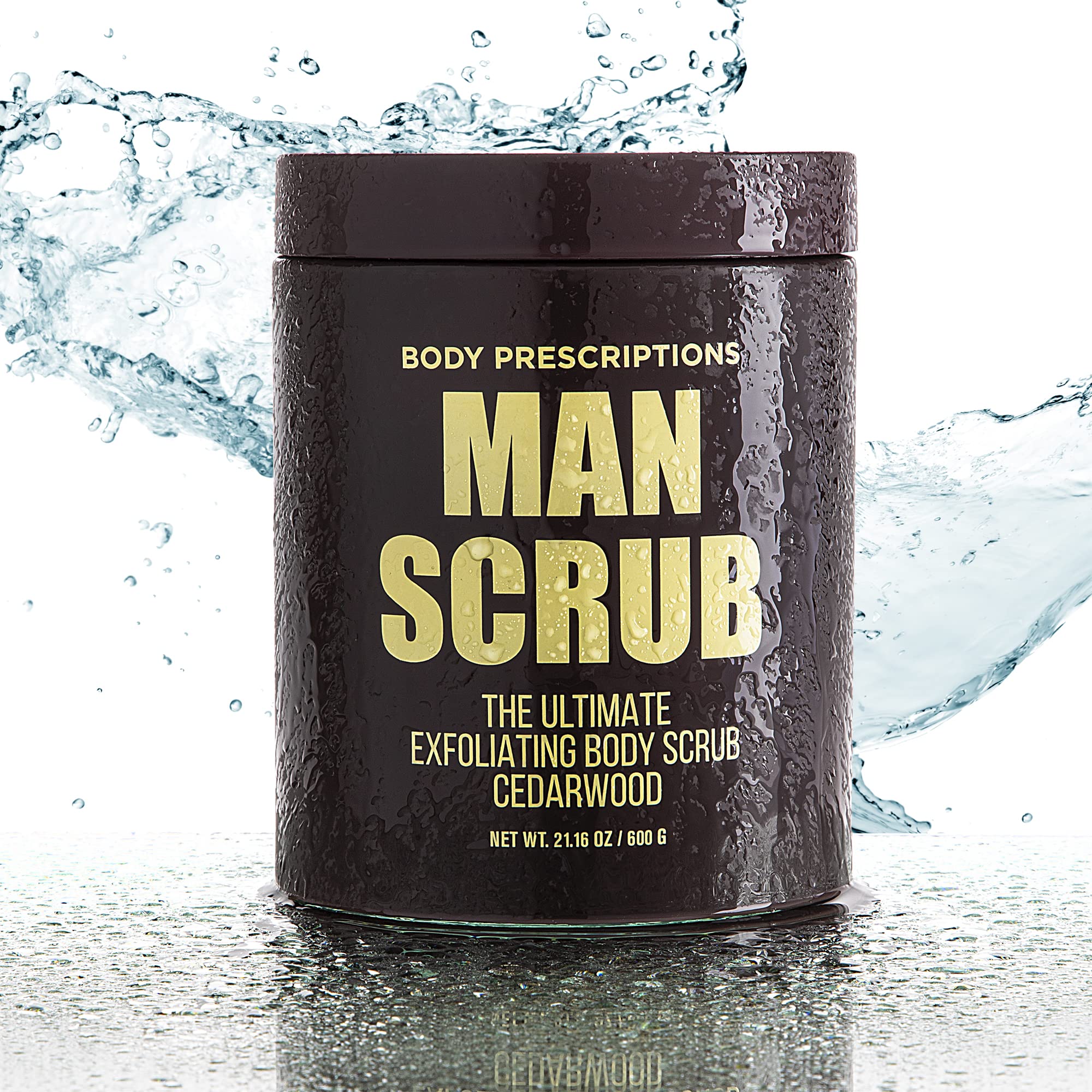 Body Prescriptions Men’s Exfoliating Body Scrub – Ultimate Skin Cleansing Wash in Jar with Twist-Top Lid, For All Skin Types, 21 Ounce (Pack of 1), Cedarwood