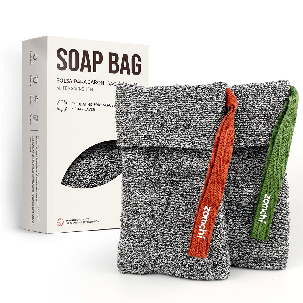 ZOMCHI Soap Saver Bags for Bar Soap, 2 Pack, Deep Texture Grey