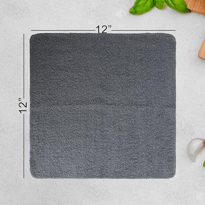 Terry Washcloths – 12x12 Inches – Pack of 10 – Grey & White – Highly Absorbent, Soft Feel and Multipurpose Cotton Wash Cloths for Everyday Use