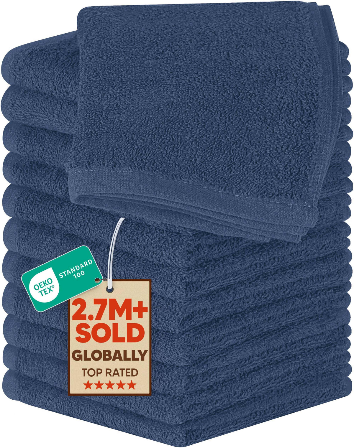 Utopia Towels 24 Pack Washcloths, 12x12 in, 100% Cotton, Beige