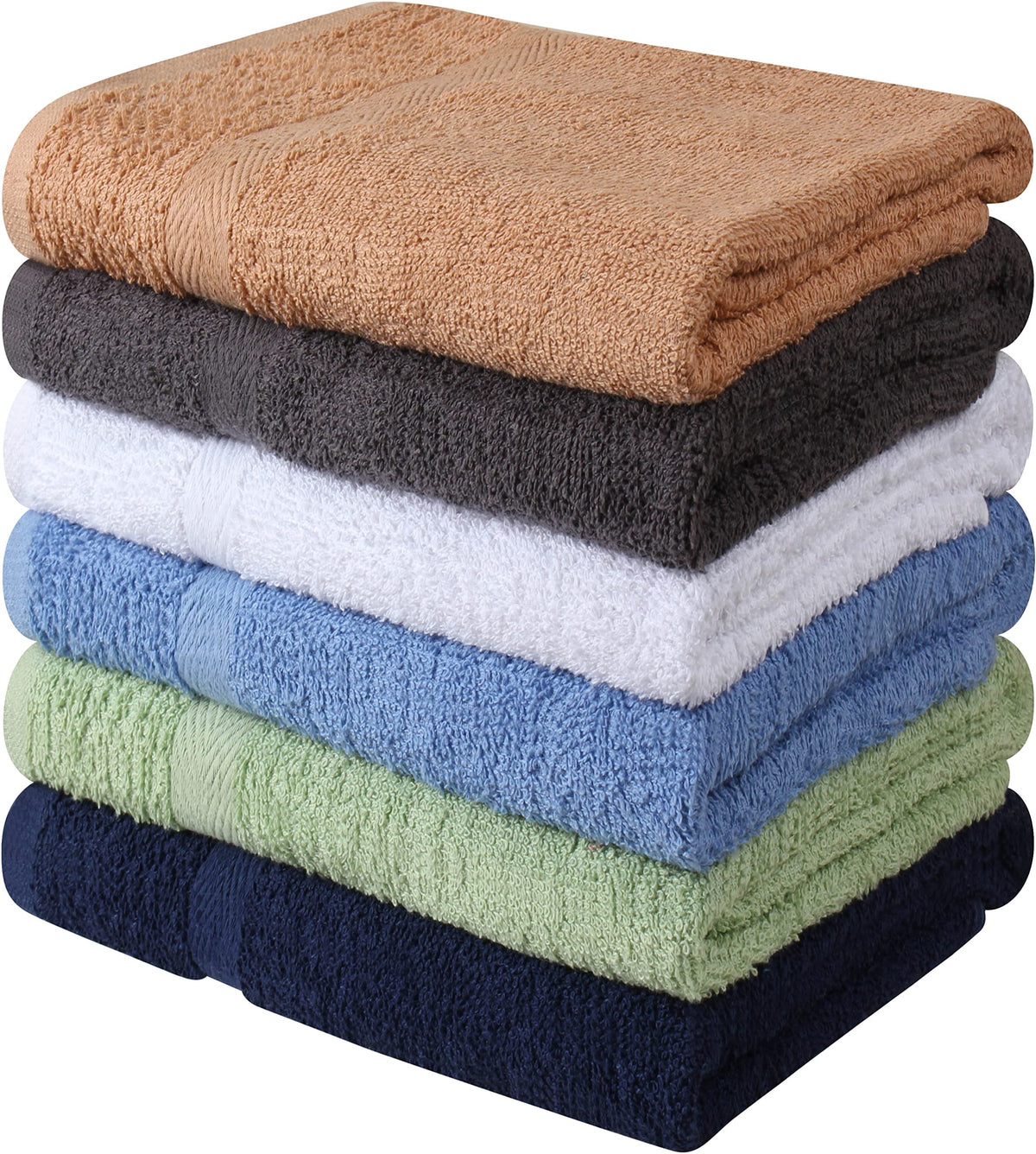 Towel and Linen Mart 100% Cotton 6 Pack Bath Towel Set, Quick Dry, Super Absorbent, Light Weight, Soft, (27 x 54 Pack of 6) (27 x 54 6 Pack, Plum, Pink, Beige, Grey, White, Peach)
