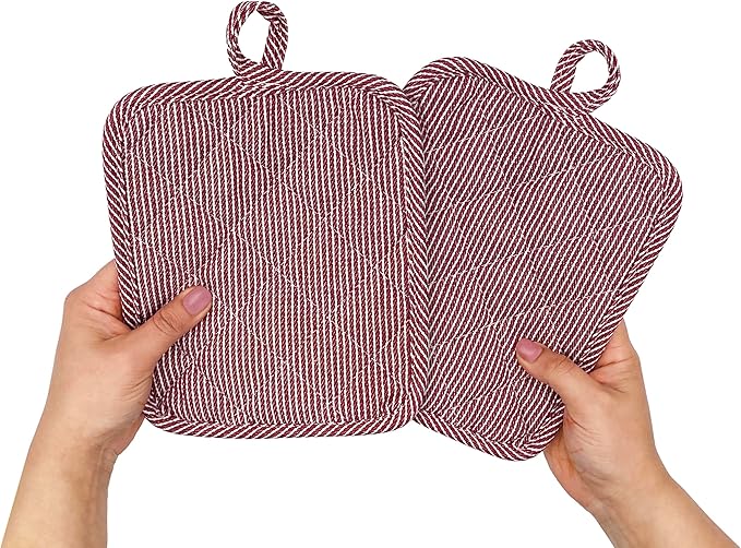 American Linen 8-Pack Heat Resistant Pot Holders & Hot Pads(Burgundy, 4 Pack)