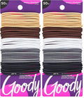 Goody Ouchless Hair Elastics – No Pull,No Breakage,Tangle-Free Hold for Fine Hair –,Assorted Neutrals,Long-Lasting Ponytail Holders for Women & Men,50 Count (Pack of 2)