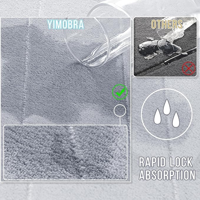 Yimobra Memory Foam Bath Mat Set 2 Piece - Super Soft Absorbent Quick Dry Bathroom Toilet Rugs, Machine Washable Non Slip Floor Carpet for Tub Shower & Single Sink (31.5x20 & 24x20, Silver)