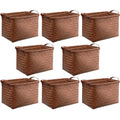 BROWNLILY Handwoven Clothes Basket Laundry Hampers Large Wicker Storage Baskets for Shelves Blankets Closet Storage Bins Car Bedroom Bathroom Organizers and Storage Bath (8, Brown)