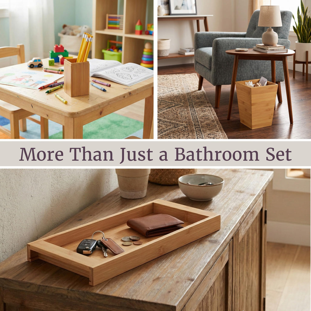Lavish Home Bathroom Decor Set, Natural, 5-Piece-Set