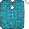 Visesunny Barber Cape - Teal Repeating Jungle Garden Mandala Pattern Polyester Hair Cutting Salon Apron Anti-Static Water-Resistant Shaving Cloth Beard Shaving Bib Hairdressing Cape