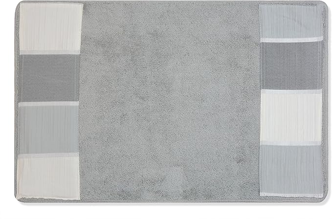 Zahari Home Modern Line Modern Bathroom Rug Classic Luxury Bath Rug Contemporary Decor Beautiful Washable Shower Mat Gray Modern Bath Mat Stylish Bath Mat Bath Shower Tub Décor