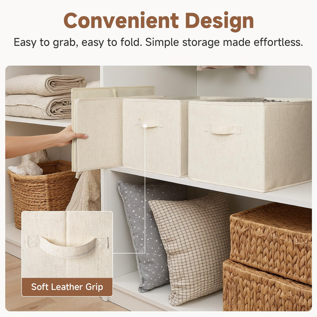 StorageWorks Closet Storage Bins, Beige(NaturWeave Fabric), Extra Large
