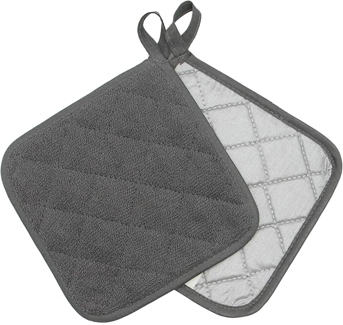GQZLUCK Cotton Pot Holders, Hot Pads for Kitchen,Set of 4, Grey