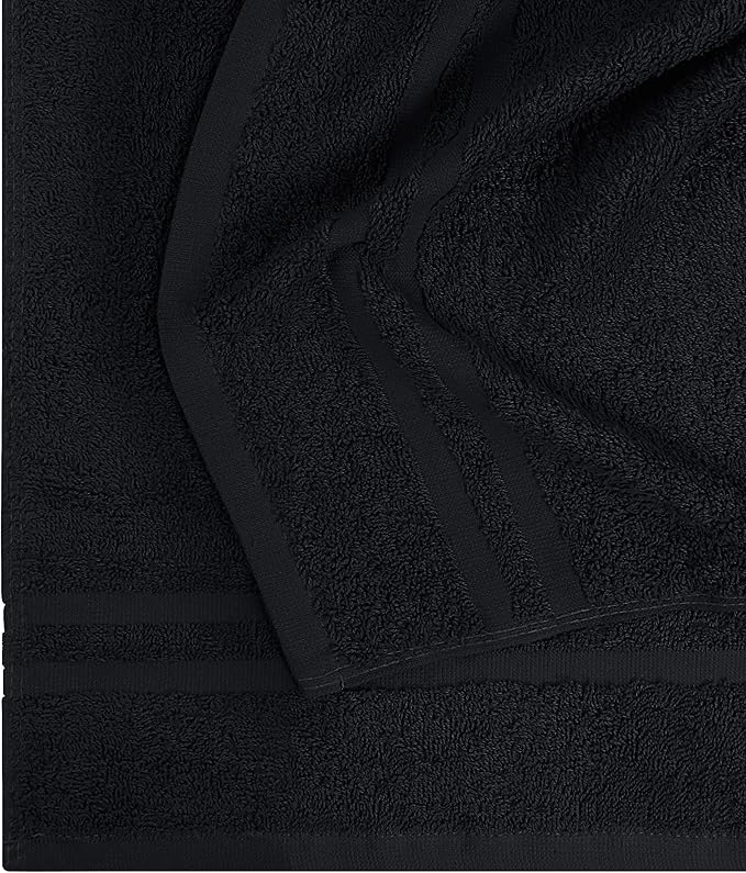 Utopia Towels Cotton Bleach Proof Salon Towel 16 by 27 inches, Bleach Safe 100% Cotton Hand Towel for Gym, 12 Pack, Black