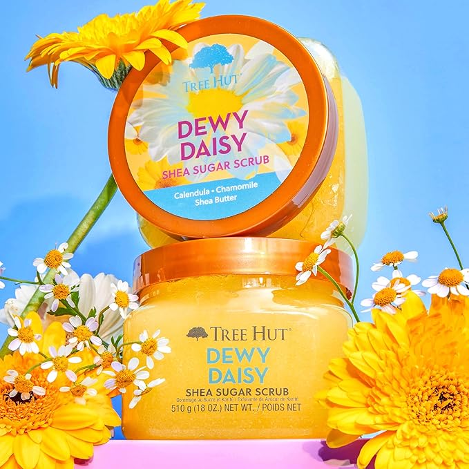 Tree Hut Dewy Daisy Body Scrub, Exfoliating Sugar Scrub, Vegan, 18 Oz