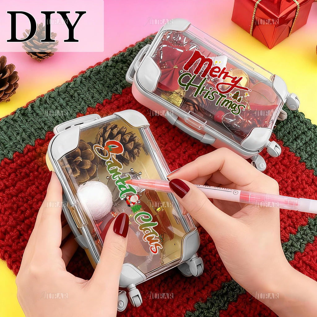 AUEAR 2 Pack Mini Empty Luggage Storage Box Clear Suitcase Packaging Case