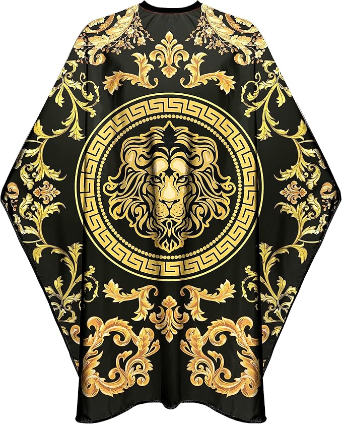 CapeshionPro Barber Capes Hair Cutting Capes Salon Stylist Capes with Snaps Waterproof Professional Large Barber Hairdresser Gown Cape- 63”× 56”(Gold)