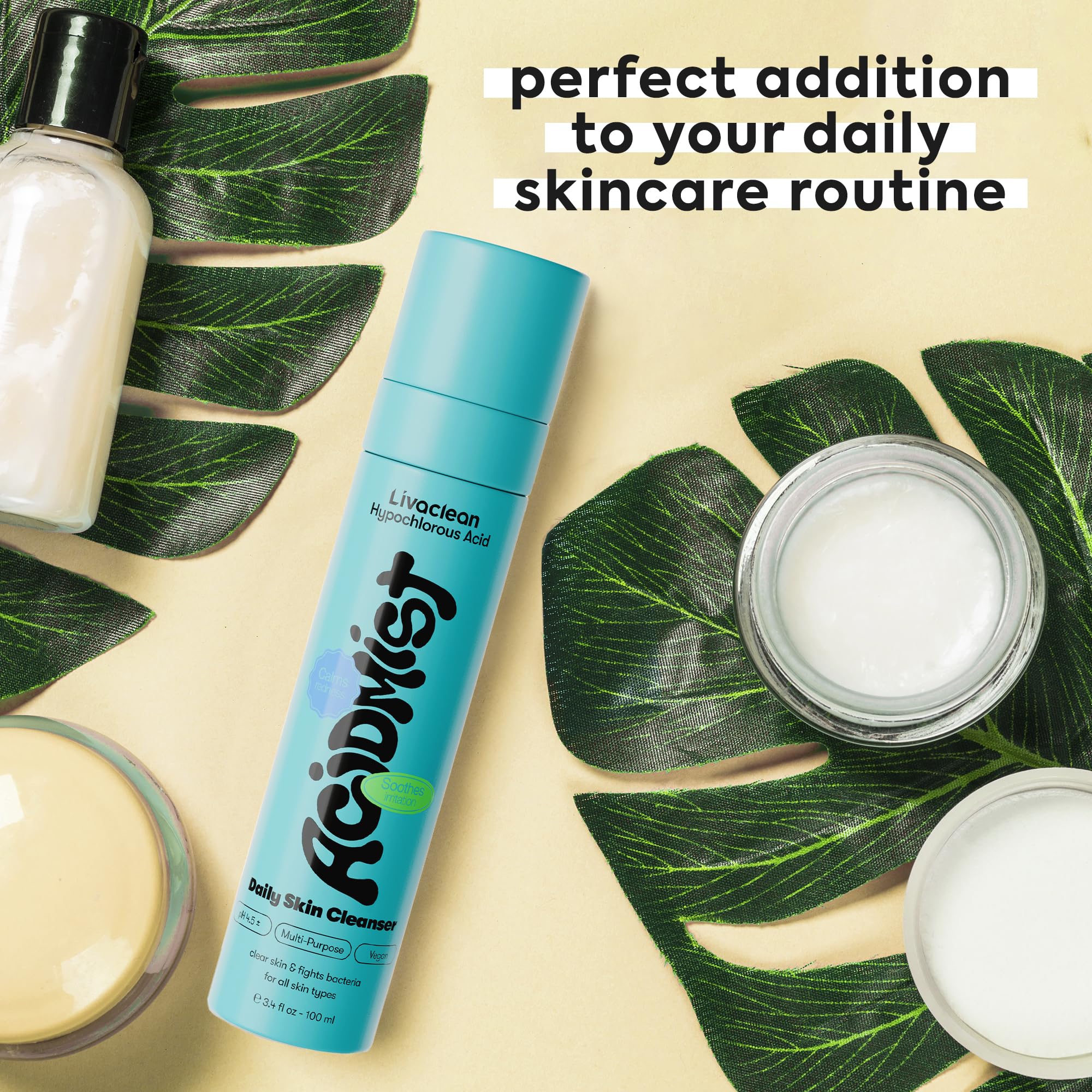 Hypochlorous Acid Spray for Face & Body - 3.4 fl oz 0.02% HOCL - Helps Reduce Redness and Breakouts - Travel Size Hypochlorous Spray - Multi-Purpose Topical Facial Skin Repair - pH-Balancing Toner