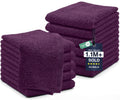 DAN RIVER 12 Pack Cotton Wash Cloths Set for Showering [12x12] Purple