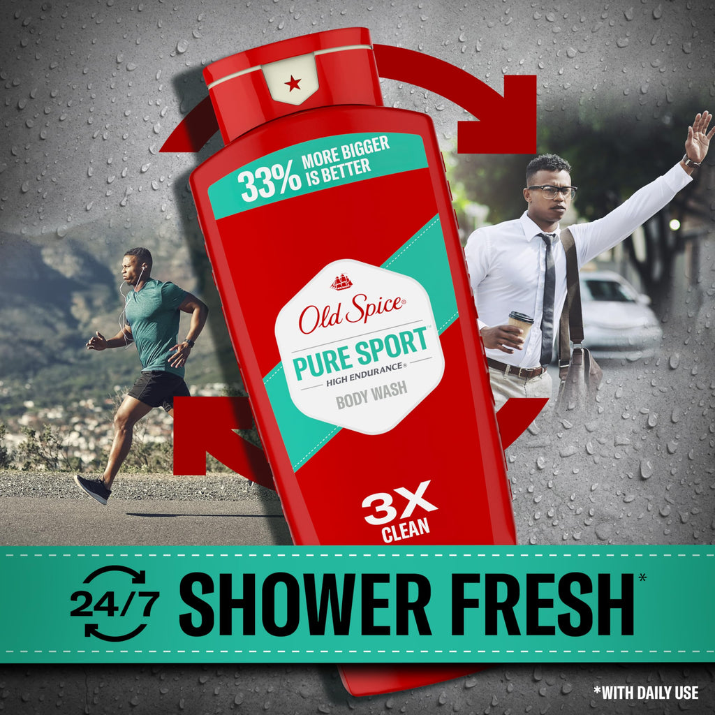 Old Spice Body Wash for Men, Lasting Pure Sport Scent, 24 fl oz Pack of 4