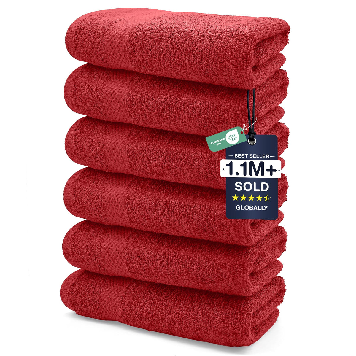 DAN RIVER 6-Pack Premium Hand Towels (16x28 Inches) - 100% Cotton, Ultra Soft, Lightweight, Highly Absorbent Towels for Bathroom, Spa, Gym, Salon, Hotel, and Travel - Opal Blue