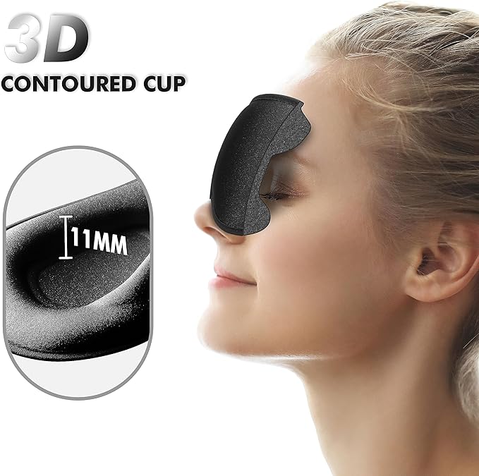 Sleep Eye Mask for Men Women, Lash Extensions 3D Sleeping Mask, Travel Blackout Night Blindfold Eye Shade Cover with Adjustable Strap (Ebony)