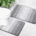 OLANLY Bathroom Rug Set 2 Piece, Soft Absorbent Microfiber Bath Mats and U-Shaped Contour Toilet Rug, Non-Slip, Machine Wash Dry, Plush Shaggy Bath Mats for Bathroom (30"x20"+24"x20", Light Grey)