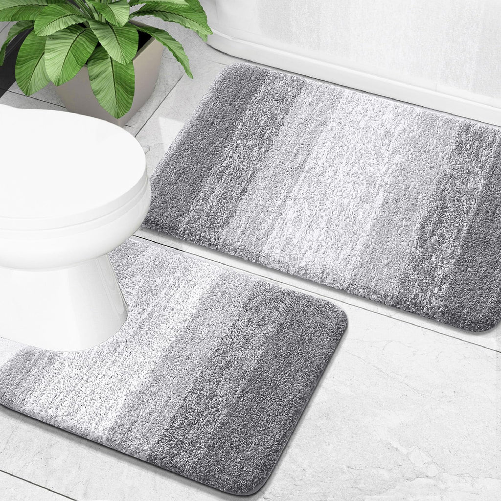 OLANLY Micorfiber Bathroom Rug Set 2 Piece, 30"x20"+U-Shaped 24"x20"