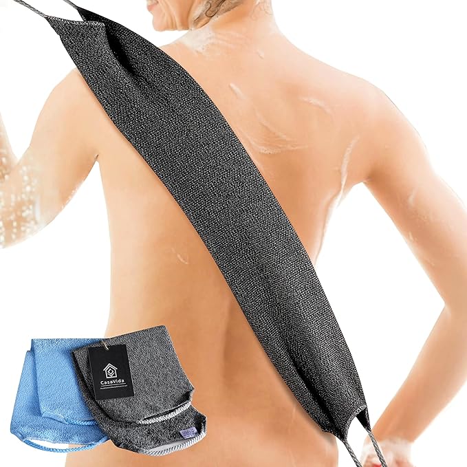 CASAVIDA Back Scrubber for Shower, 2 Pack, Blue + Charcoal Gray