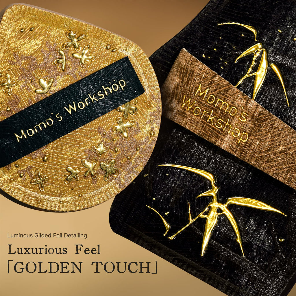 Momo's Workshop Makeup Sponge 8Pcs Satin PU Gold Sponge Set for Foundation & Blush