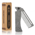 Metal Beard Comb for Men, Folding, 201Steel, Laser Engraved Handle, 0.17lb