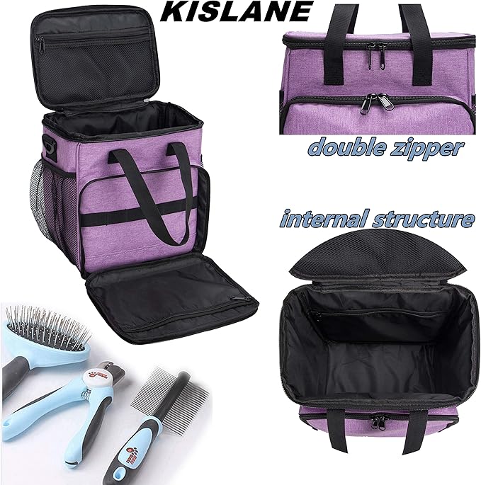 Pet Grooming Tote Bag, Cat Grooming Tools Organizer Bag, Dog Grooming Supplies Organizer Storage for Pets Grooming Kit and Dog Wash Shampoo Accessories(Bag Only) (purple)