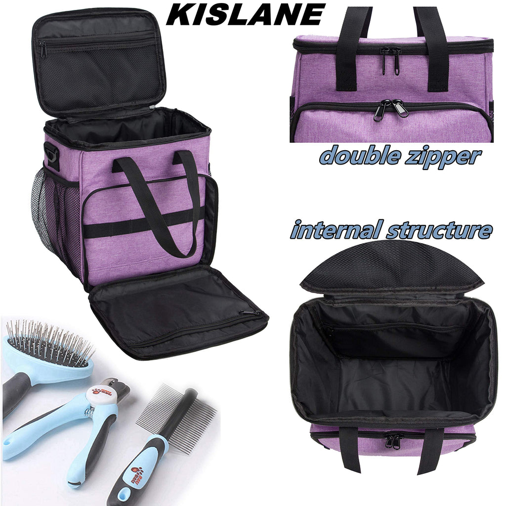 KISLANE Pet Grooming Tote Bag, Cat Grooming Tools Organizer Bag, Dog Grooming Supplies Organizer Storage for Pets Grooming Kit and Dog Wash Shampoo Accessories(Bag Only) (purple)