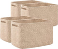 OIAHOMY 4 Pack Storage Baskets for Organizing, Cube Storage Bins for Shelves, Rectangle Storage Baskets With Handles, Woven Baskets for Storage, 12.7''Lx9''Wx7.8''H