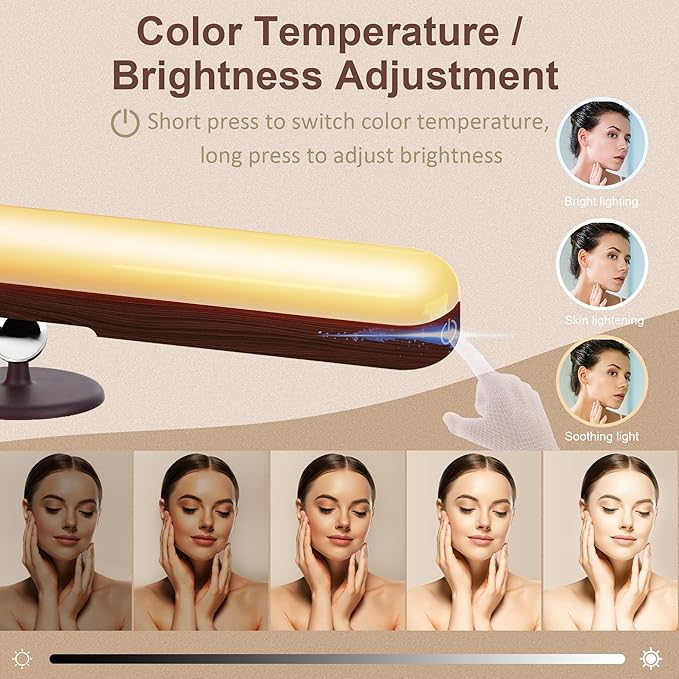 Benreom Rechargeable Vanity Light for Mirror, Dark Wood