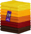 DecorRack 100% Cotton Washcloths 12x12 in, Assorted Set 1 (10 Pack)