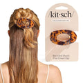Kitsch Small Flat Claw Clips for Women - Stylish Flat Hair Clips, Strong Hold for Thick & Fine Hair | Non-Slip for Secure, Comfortable All-Day Wear -Tortoise Design