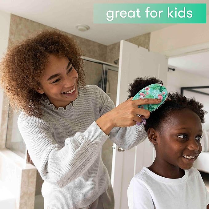 FRAMAR Green Hair Brush Detangler, Detangling Hairbrush For Women, Wet Hair Brush For Girls, Hair Detangler Brush, Wet Hairbrush, Hairbrushes, Girls Hairbrush Detangler, Reduces Frizz - Floral