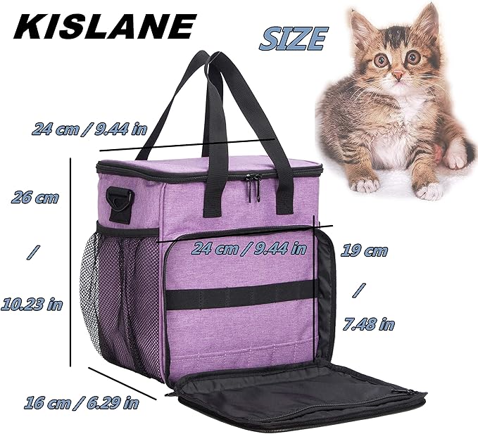 Pet Grooming Tote Bag, Cat Grooming Tools Organizer Bag, Dog Grooming Supplies Organizer Storage for Pets Grooming Kit and Dog Wash Shampoo Accessories(Bag Only) (purple)