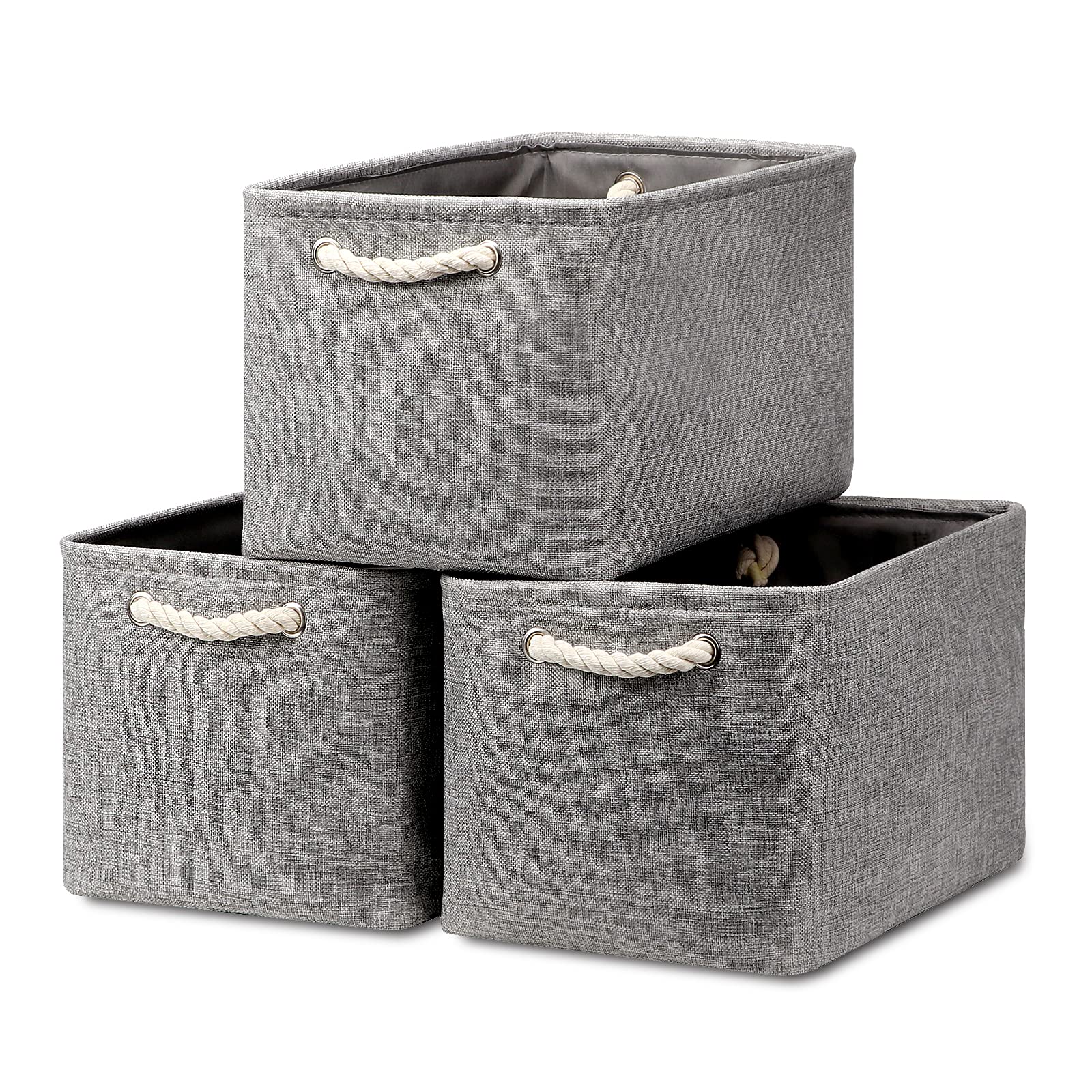 HNZIGE Shelf Baskets for Storage(3 Pack) Storage Bins Fabric Storage Baskets for Shelves,Baskets Set for Organizing Clothes,Nursery,Laundry(Gray,15" x 11" x 9.5")