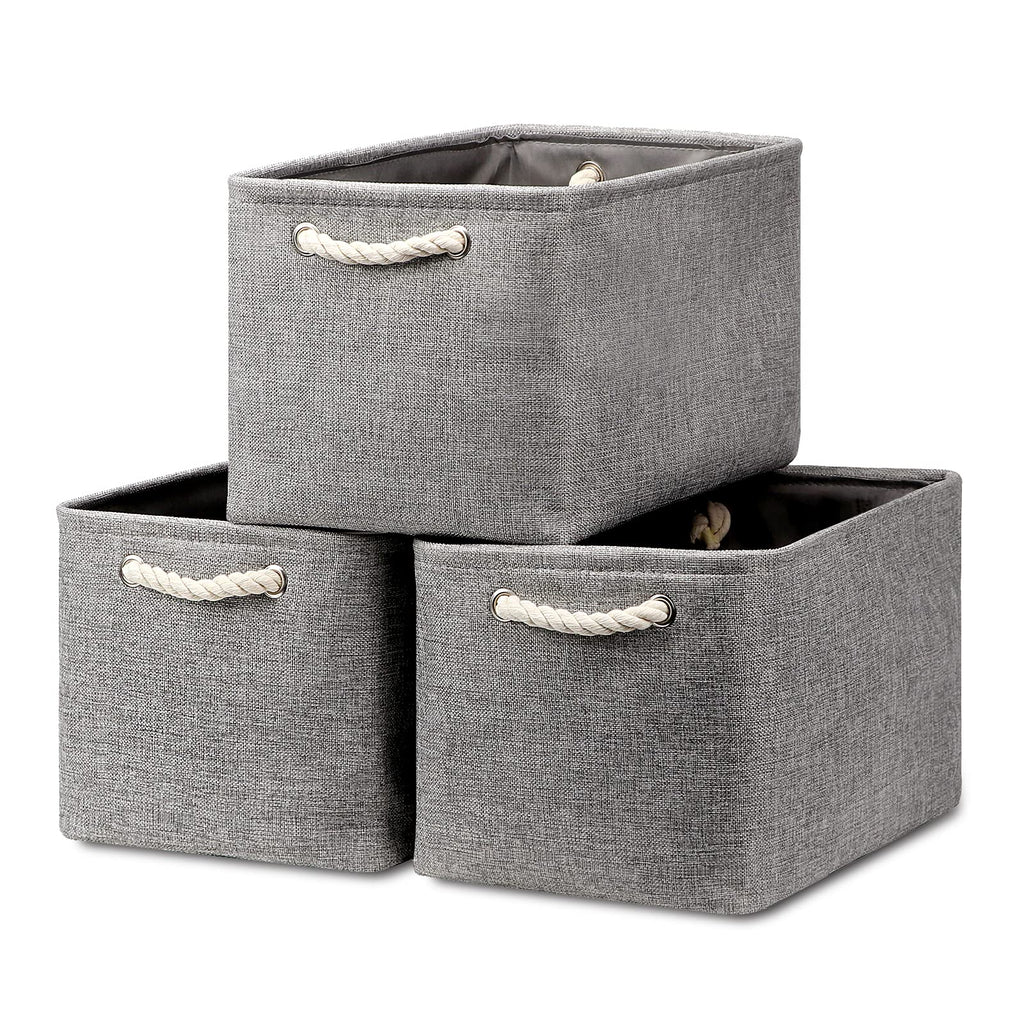 HNZIGE Shelf Baskets for Storage(3 Pack) Storage Bins Fabric Storage Baskets for Shelves,Baskets Set for Organizing Clothes,Nursery,Laundry(Gray,15" x 11" x 9.5")