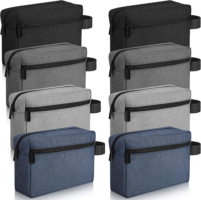 Sanwuta 8 Pcs Travel Toiletry Bags for Men Large Water Resistant Shaving Bag Portable Cosmetic Storage Bags with Handle Travel Pouch Case for Father's Day Wedding Gifts 4 Colors